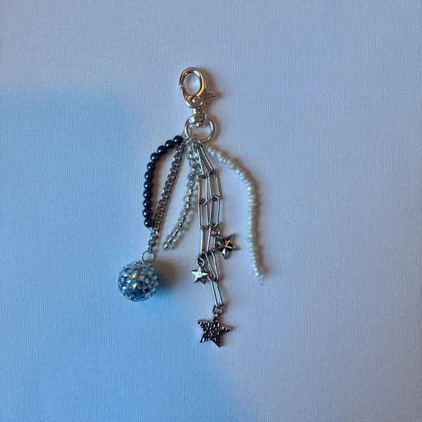 Handmade Silver Disco Ball Beaded Bag Charm Size undefined - Image 2
