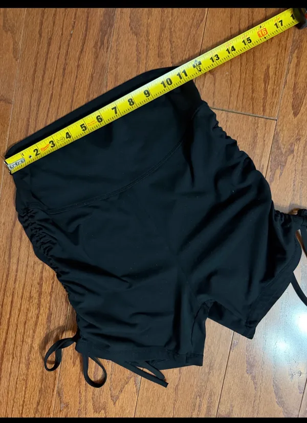 Black High Waste Athletic Shorts- size Medium. ***refer to measurements as size tag removed. Gently warn & Excellent condition. Non-smoking home. Priced to sell at as is condition. Measurements approximately 12” waste not fully stretched out x 16” long. Smoke free home. Priced at as is condition. Don’t like my price make a reasonable offer. - Image 3