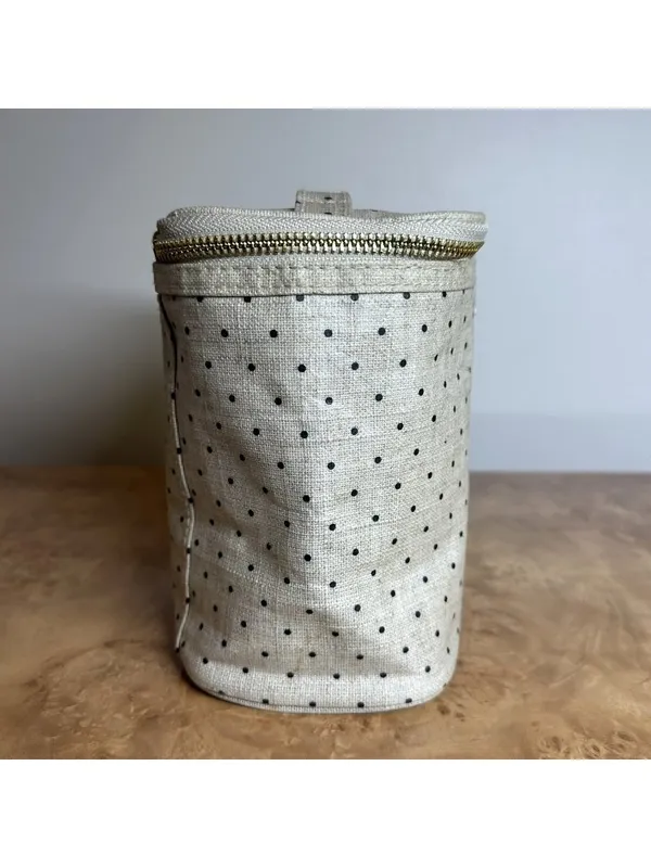 Kate Spade New York "Out To Lunch" Insulated Lunch Box Beige Black Polka Dot - Image 2