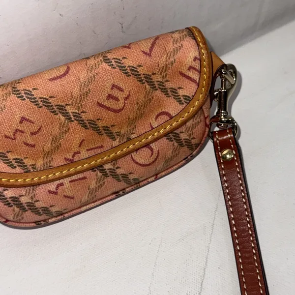Vintage Y2K Dooney & Bourke Pink Monogram Pink Zip Keychain Wallet Coin Purse - Image 2