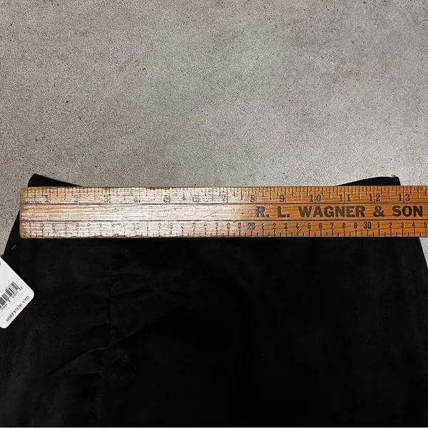 NWT Free People Ava's Vegan Mini Skirt Black Suede Ruched Side Size 4 - Image 4