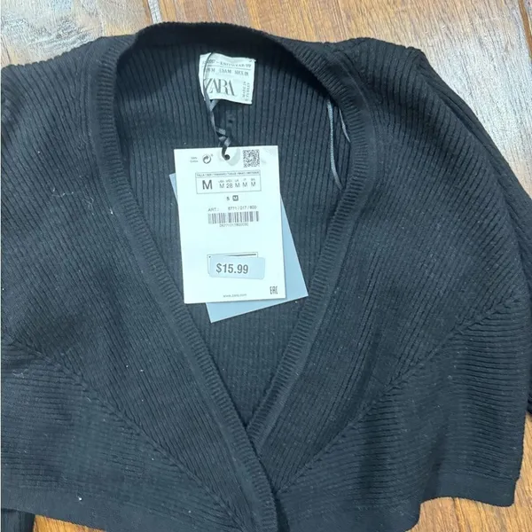 NWT Zara front‎ tie cropped Knit sweater w tie -M - Image 3