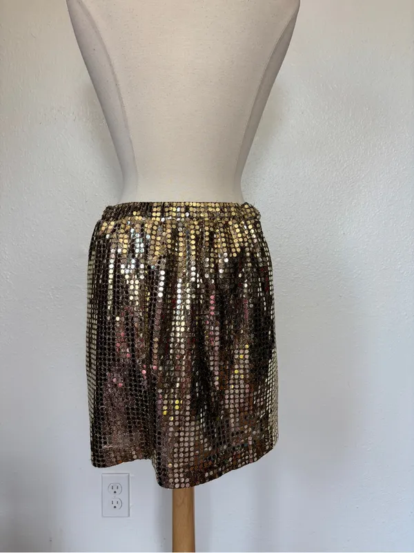 Vintage 80s Disco Gold Sequin Pencil Skirt - Image 5