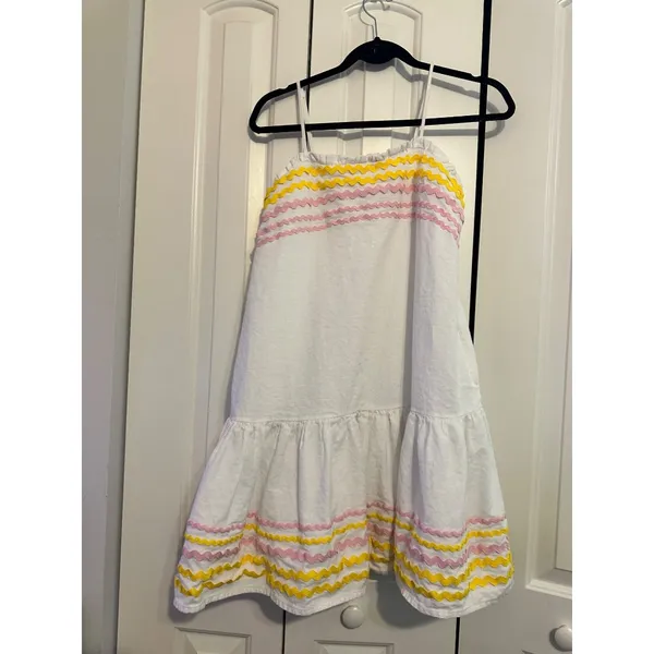 Lisa Marie Fernandez Target Dress Ric Rac White Pink‎ Yellow Tiered XS Coastal - Image 3