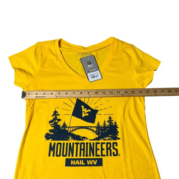 Colosseum West Virginia Mountaineers Tee Womens S Yellow V Neck T Shirt‎ Short Sleeve NEW - Image 5