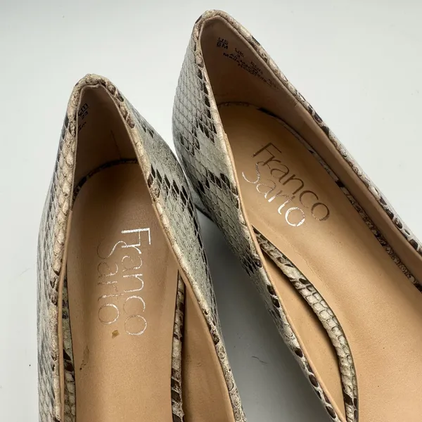 Franco Sarto Snakeskin Pointed Toe Block Heel‎ Pumps Women's 6M Beige Neutral - Image 6