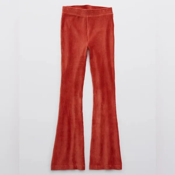 Aerie Groove-On Velour High Waisted Flare Pant -‎ Size S - Cinnabar - NWT - Image 10