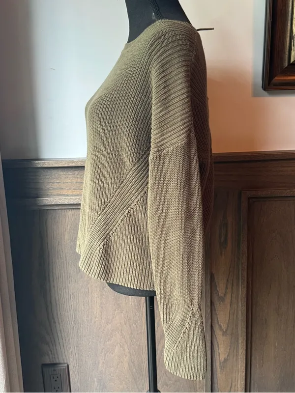 Lucky brand Lace-Back Chunky Knit Sweater - Olive - Image 3