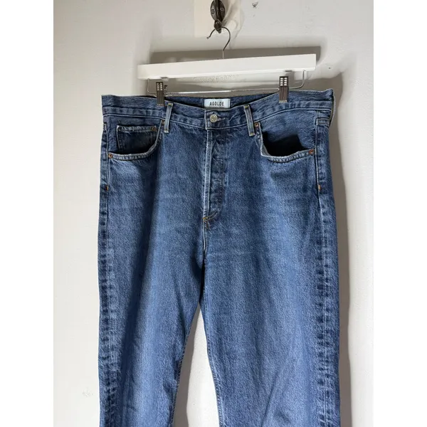 AGOLDE Fran Low Slung Straight Leg Jeans 31 Medium Wash Organic Cotton - Image 3