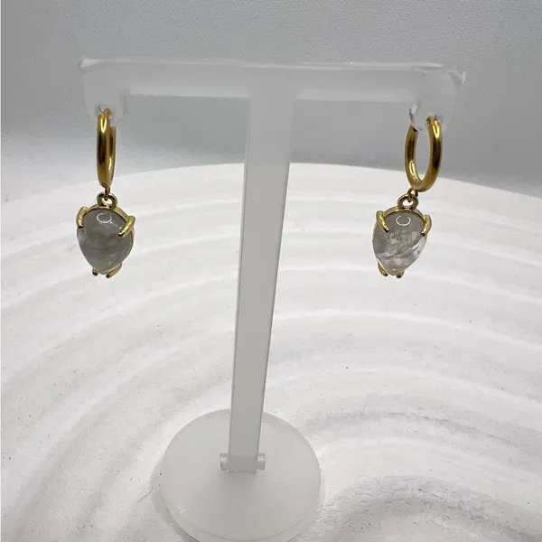 Earrings water droplets‎ heart Gold - Image 5