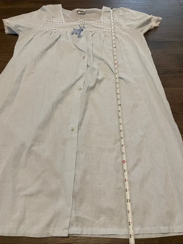 Vintage Marlaine Light Blue w/ White Polka Dots Robe/House Coat Size Large 16/18 - Image 5