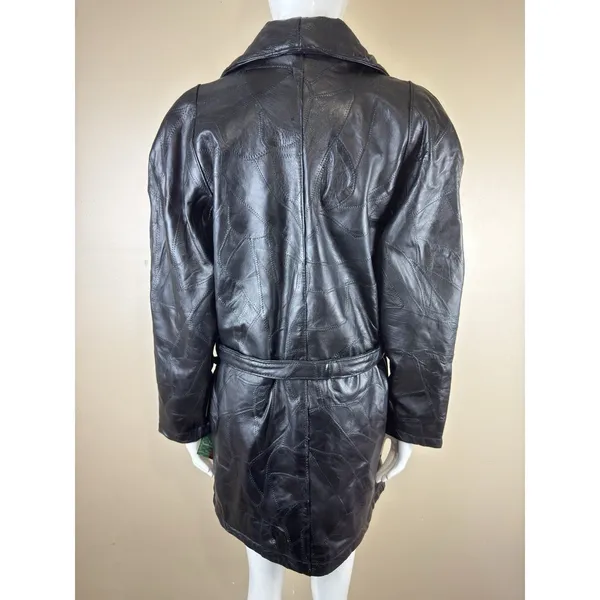 Vintage Maxam Women’s Black Lambskin Leather Jacket Italian Mosaic Size M NWT - Image 4