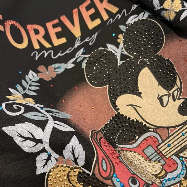 NWT Disney Mickey Mouse Forever True Black Womens Sweatshirt MEDIUM Rhinestone - Image 4