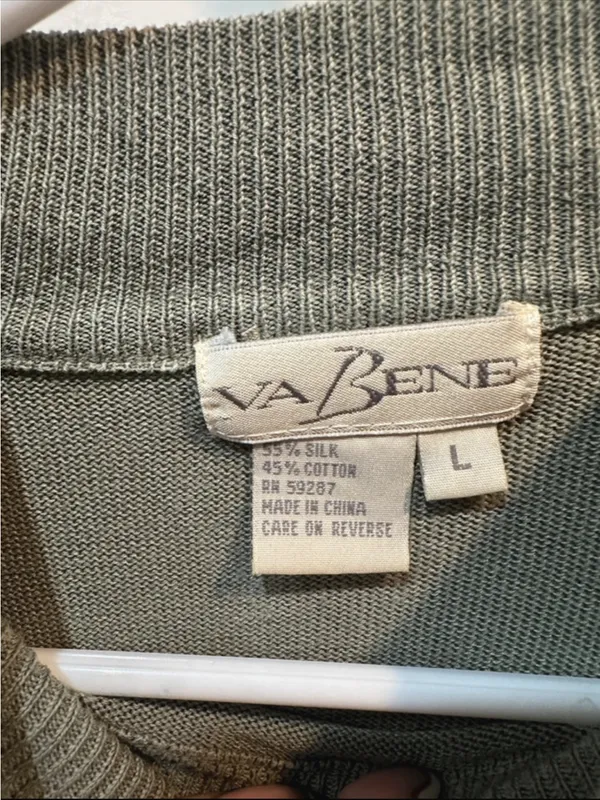 Men's Olive Green Mock Neck Sweater Size L - Image 2