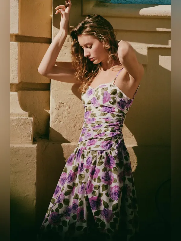 Anthropologie Maeve Cotton floral Printed Midi Dress size medium NEW NWT garden - Image 2