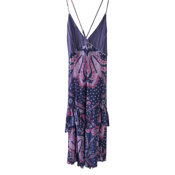 Free People Swept Away Maxi Top Sheer Dress Beach Cover-Up Womens XL Blue/Purple - Image 2