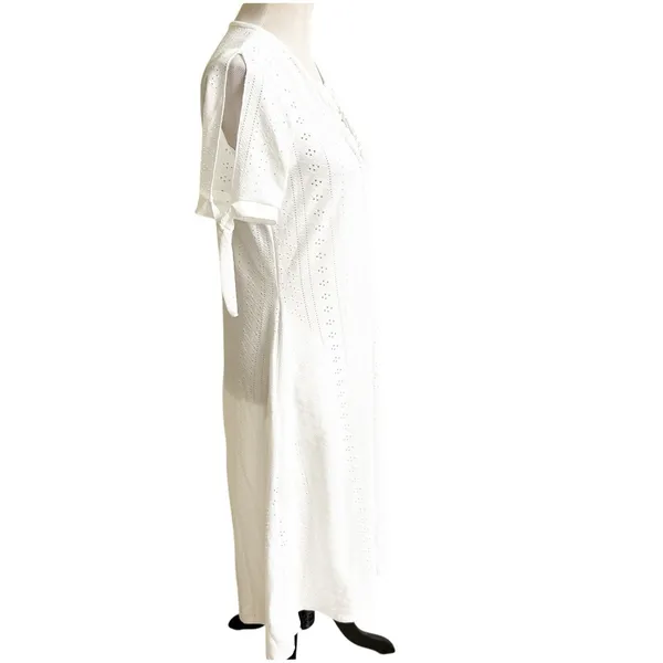 Eyelet Maxi Dress Size Medium NWT Boutique Slit Sleeves Milkmaid Coquette - Image 7