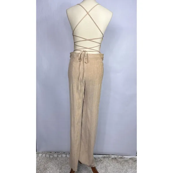 House of Harlow 1960 x Revolve Madeline Jumpsuit Womens Large Cream White Ribbed - Image 2