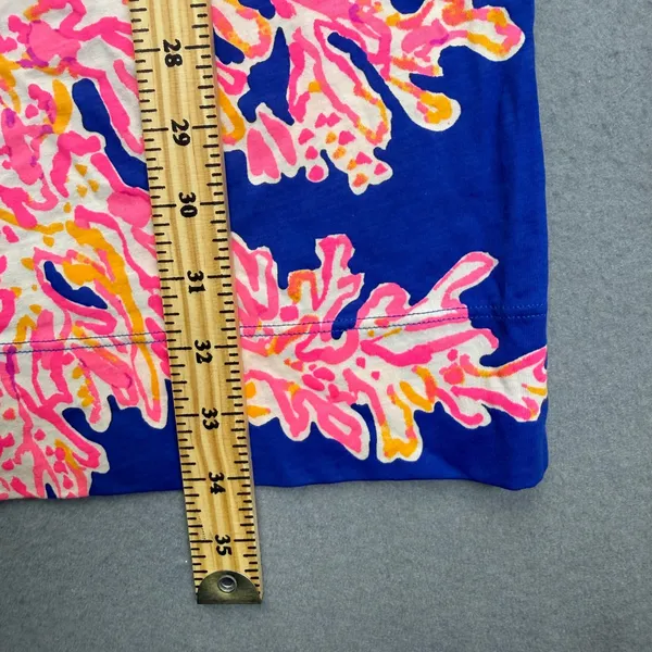 Lilly Pulitzer Blue Pink Coral Pima Cotton T-Shirt Dress 25981 Womens Medium - Image 4