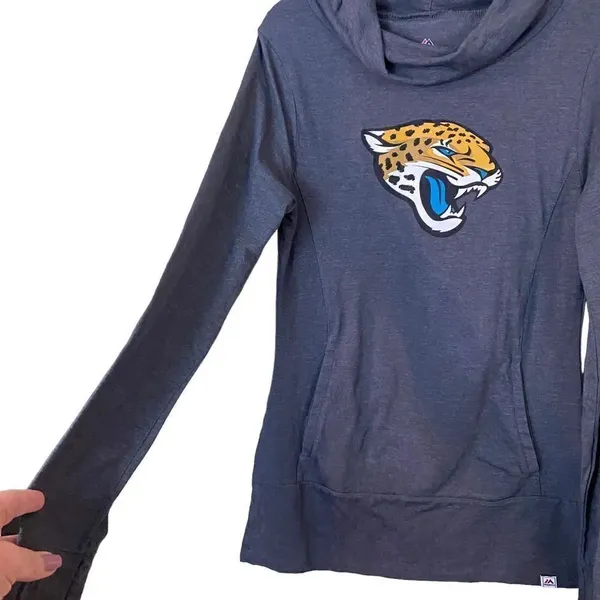 Womens Jacksonville Jaguars Majestic Charcoal Great Play Pullover Hoodie - Image 3