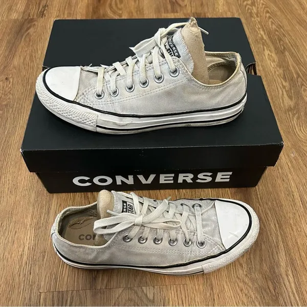 Converse all Star Chuck Taylor low top silver glitter lace up shoes sneakers 7 - Image 8