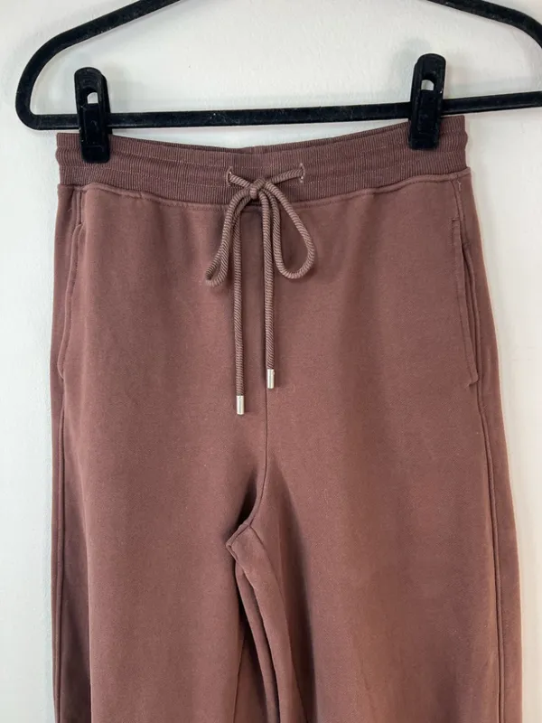 Nap Balloon Hem Barrel Joggers Sweatpants Brown Drawstring Neutral Loungewear Sm - Image 2