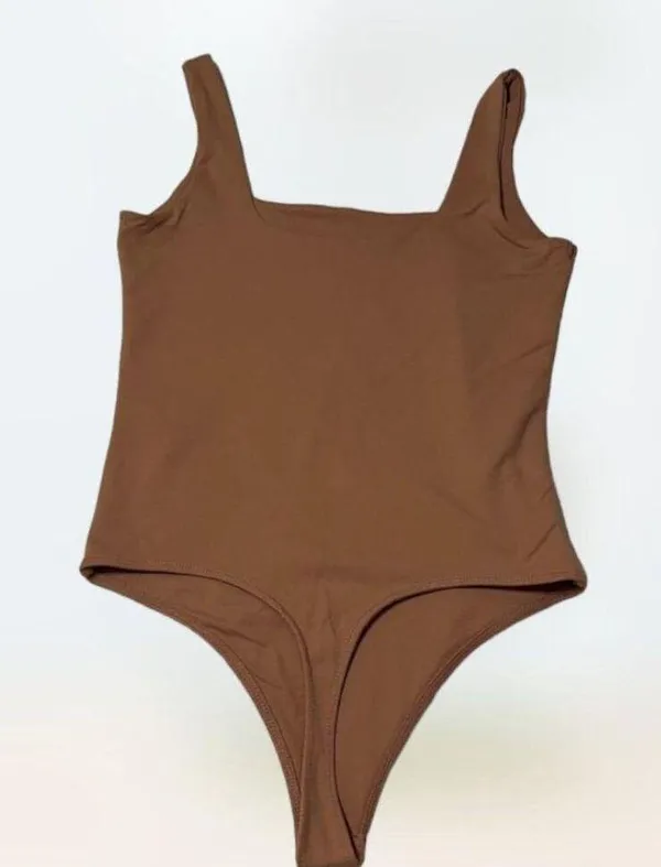 Abercrombie and Fitch Soft Collection Brown Matte Seamless Squareneck Bodysuit S - Image 3