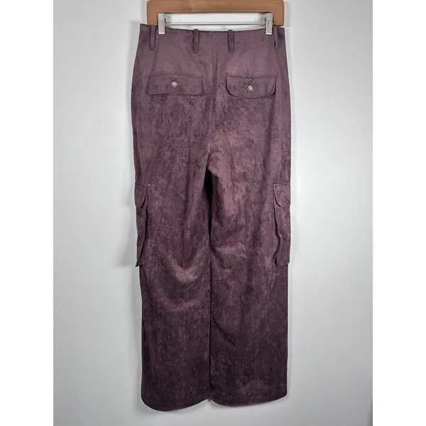 Blank NYC FRANKLIN IN ZINFANDEL Cargo Pants Women 27 Brown Faux Suede Wide Leg - Image 7