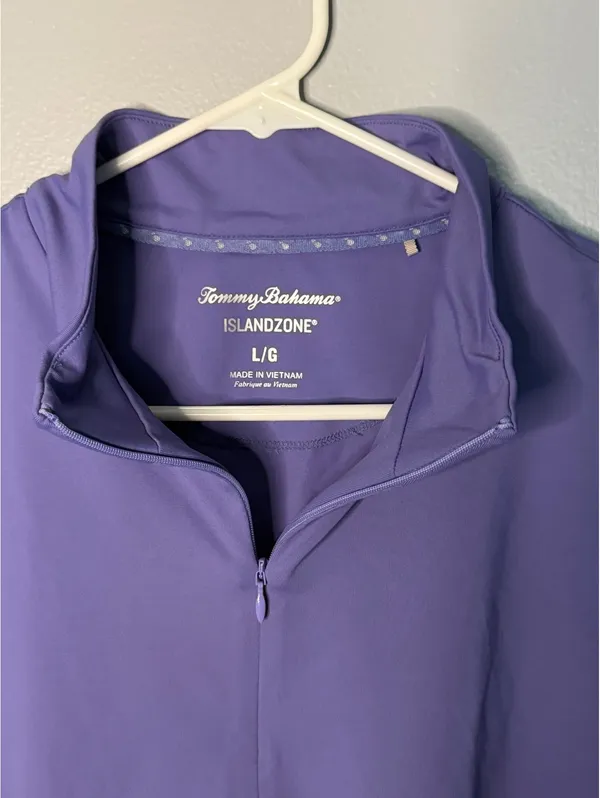 Tommy Bahama IslandZone Women's Purple Half-Zip Polo Shirt Size L - Image 2
