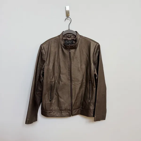 Terry Lewis Classic Luxuries Metallic Copper Gray Genuine Leather Jacket M - Image 2