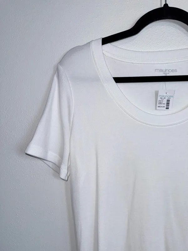 Maurices 24/7 Jordan Ribbed Scoop Neck Tee Solid White NWT - Image 4