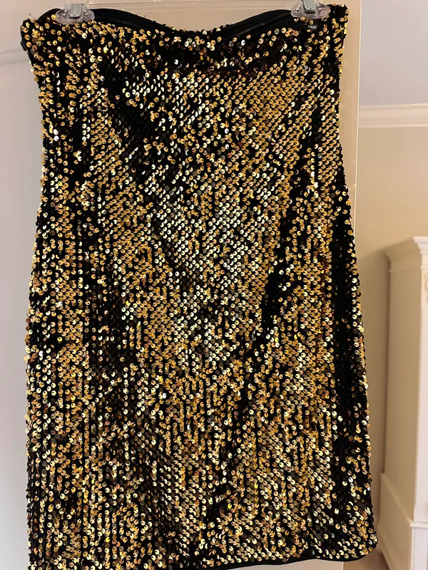 Black And Gold Sequin Dress Size M - Image 2