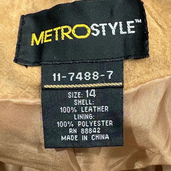 VTG Y2K Metrostyle Tan Suede Leather Patchwork Flare Pants 14 Boho Western Moto - Image 10