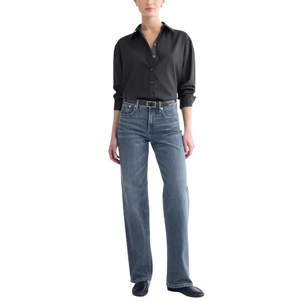 Everlane Everyday Black Button up Collar Shirt SZ Large Relaxed Fit Casual Chic - Image 6