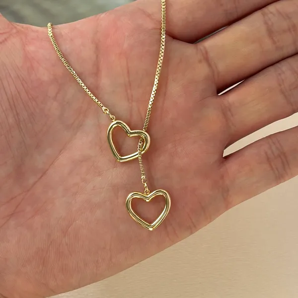 Double Love Heart Pendant Necklace for Women Hollow Designs - Image 4