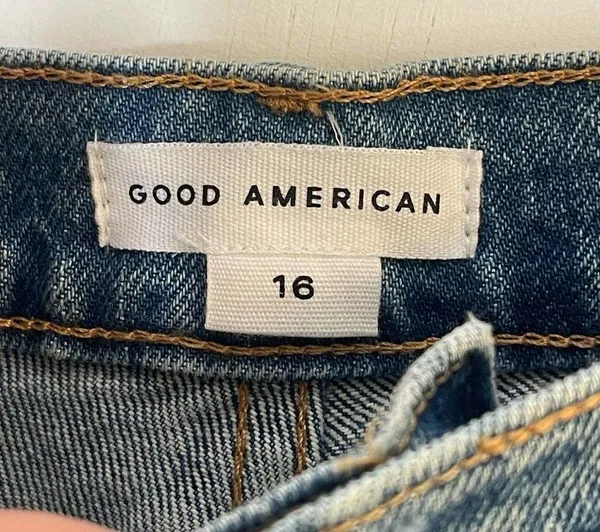 Good American NEW Good 90s Shorts Plus Size 16 Blue Denim High Rise Distressed - Image 3