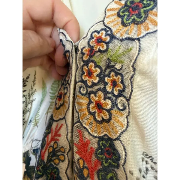 Anthropologie Gesha Designs Donna floral puff sleeve lace midi dress small - Image 6