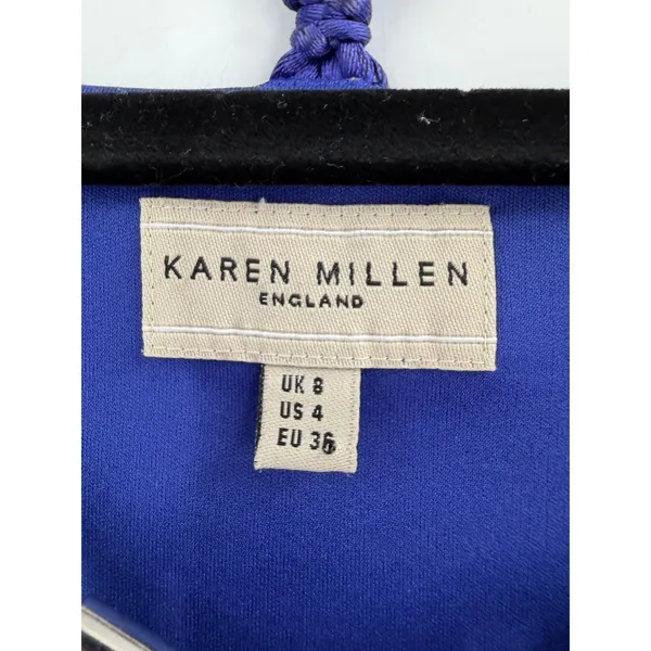 Karen Millen Royal‎ Blue Draped Ruched Bodycon Dress S Cage Neck Cocktail Glam - Image 2