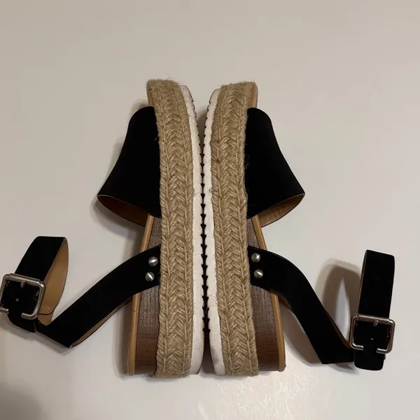 SODA black platform sandals, ankle strap, open front and back, jute accent, 7.5 - Image 14