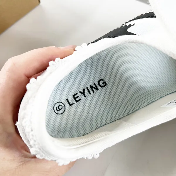 Leying Sporty Striped Ballet Flat Mary Jane Shoes Sneakers White Black 6 - Image 4