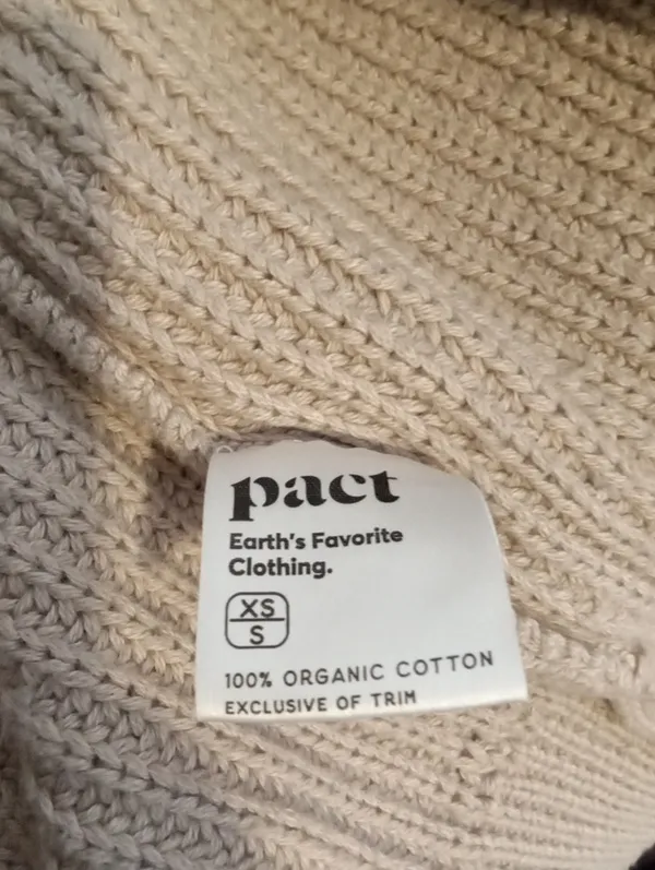 Pact Organic Cotton Chunky Open Front Cardigan Neutral Minimalist Cozy Womens Xs - Image 6