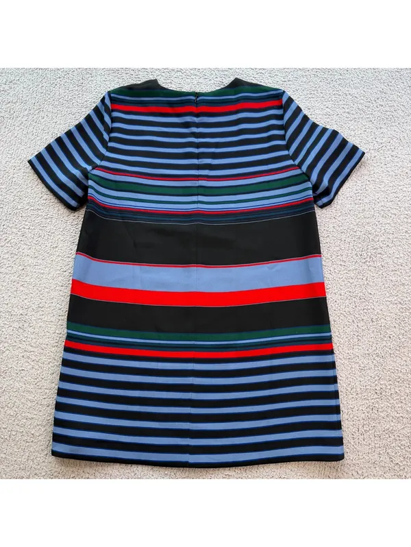 Zara Woman Multicolor Striped Shift Mini Dress Size Large Short Sleeve - Image 2