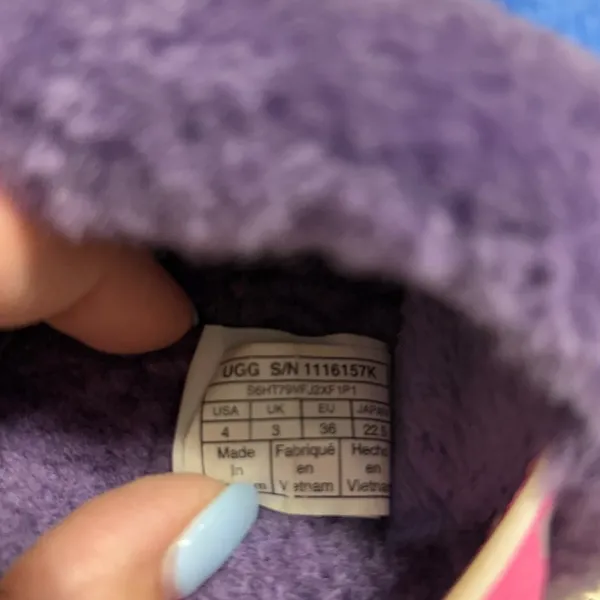 UGG Fluff Yeah Purple Stripe Slide Slippers Youth Size 4 EU 36 Women's 5.5 Plush - Image 5