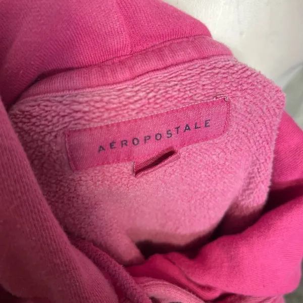 Aeropostale Hot Pink A87 Logo Graphic Hoodie Sweatshirt Womens Small Sleeve Prin - Image 6
