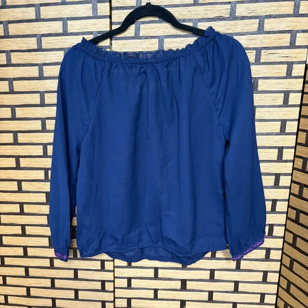 American Eagle Navy Sheer Embroidered‎ Top Size Small - Image 2