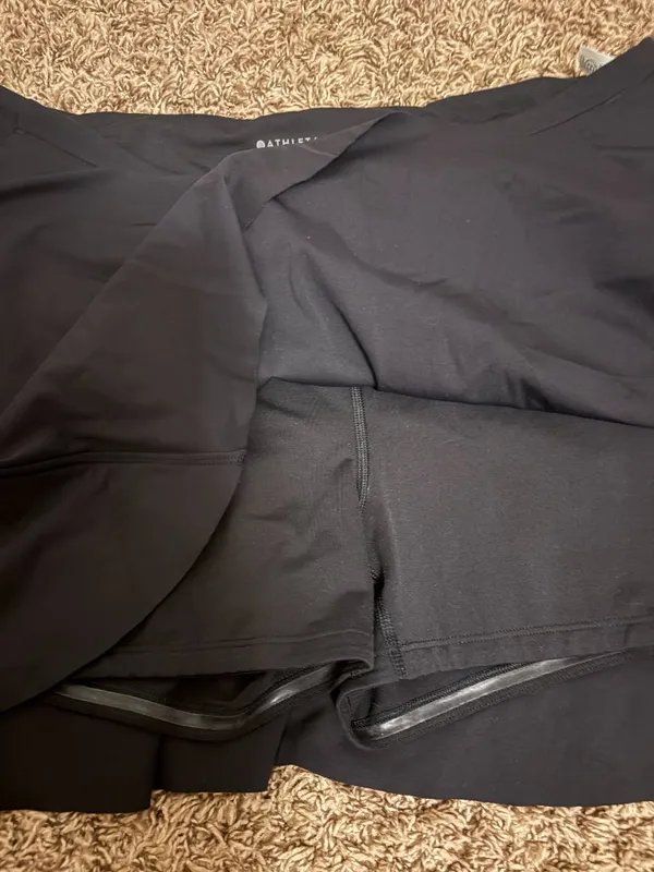 Athleta Match Point Tennis Skort Large Black Undershorts Nylon Blend Neutral - Image 3
