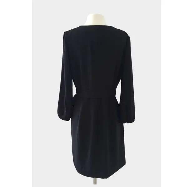 J. Crew Black Crepe Wrap Dress Tie Waist Size 10 Minimalist Classic Professional - Image 5