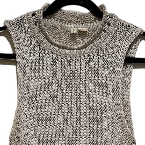 Anthro Moth Metallic Mock Turtleneck Sleeveless High Low Sweater Dress S - Image 6