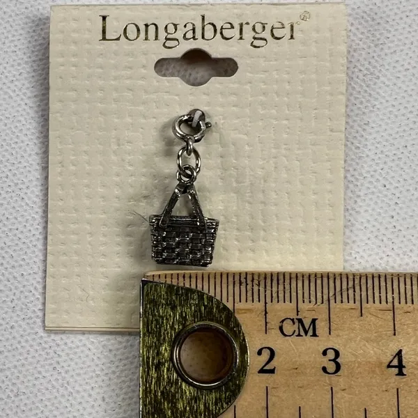 Longaberger Basket Large Market Basket Charm Antiqued Silver Tone NEW - Image 7