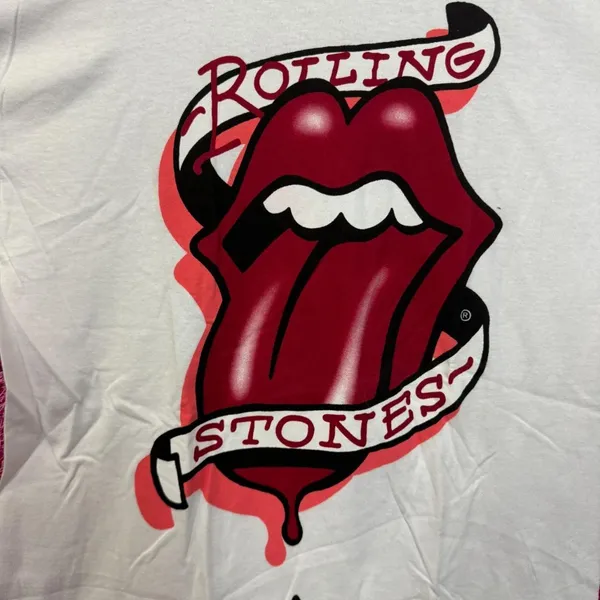 The Rolling Stones Bleeding Hot Lips Tattoo Rock Band Tee M - Image 2